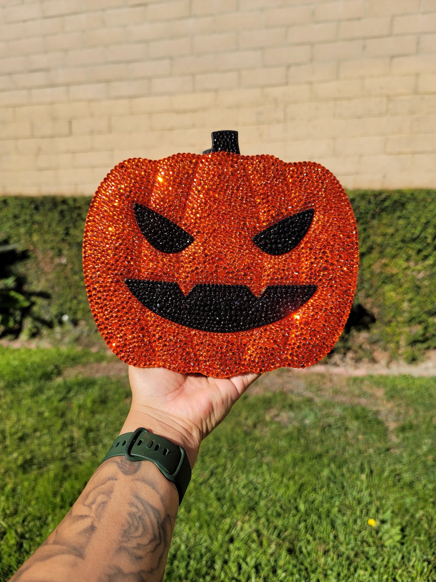 Halloween Blinged Pumpkin Crossbody Purse