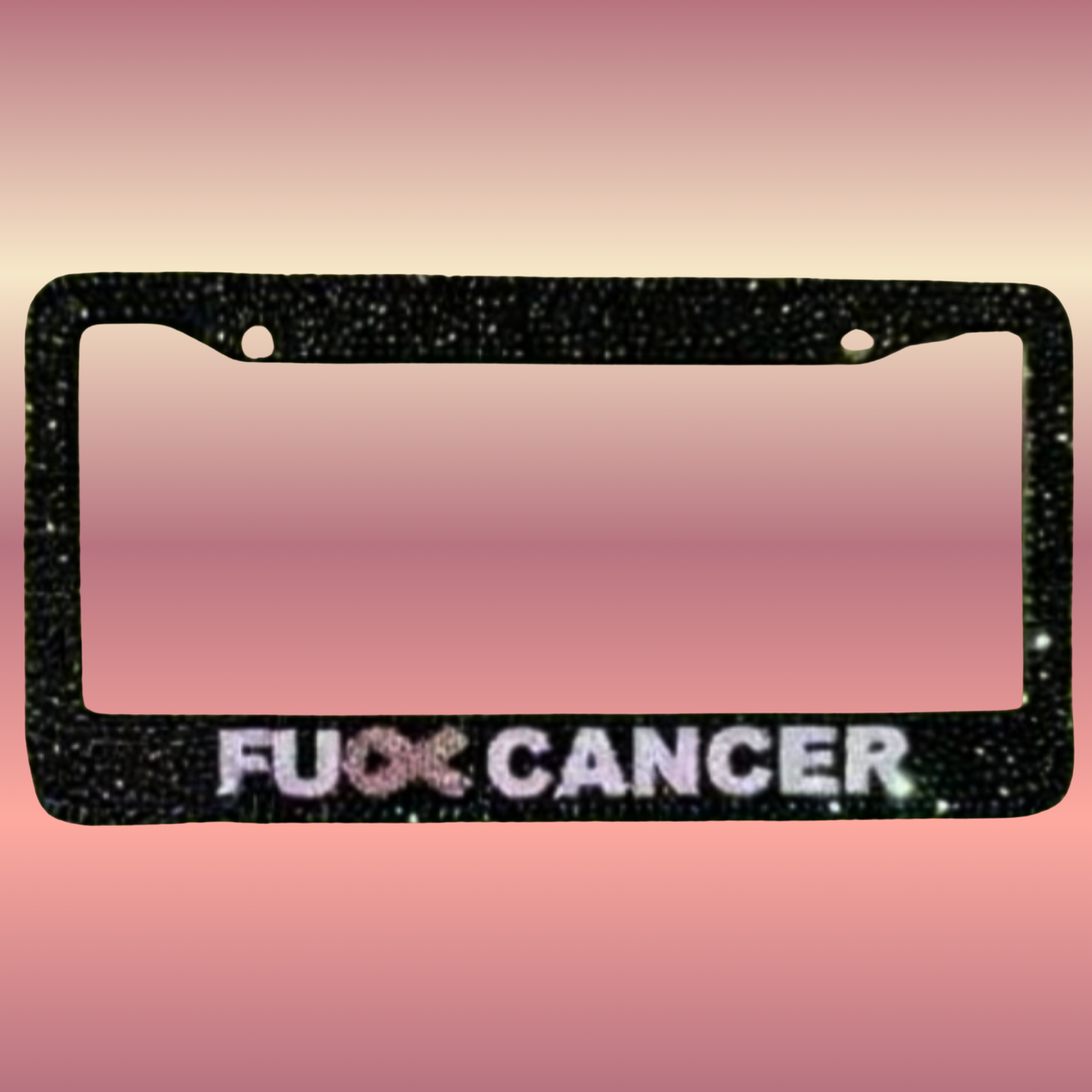 Bling Fu** Cancer License Plate Frame