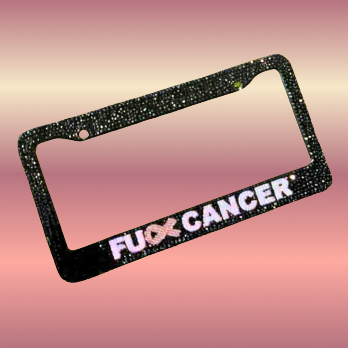 Bling Fu** Cancer License Plate Frame